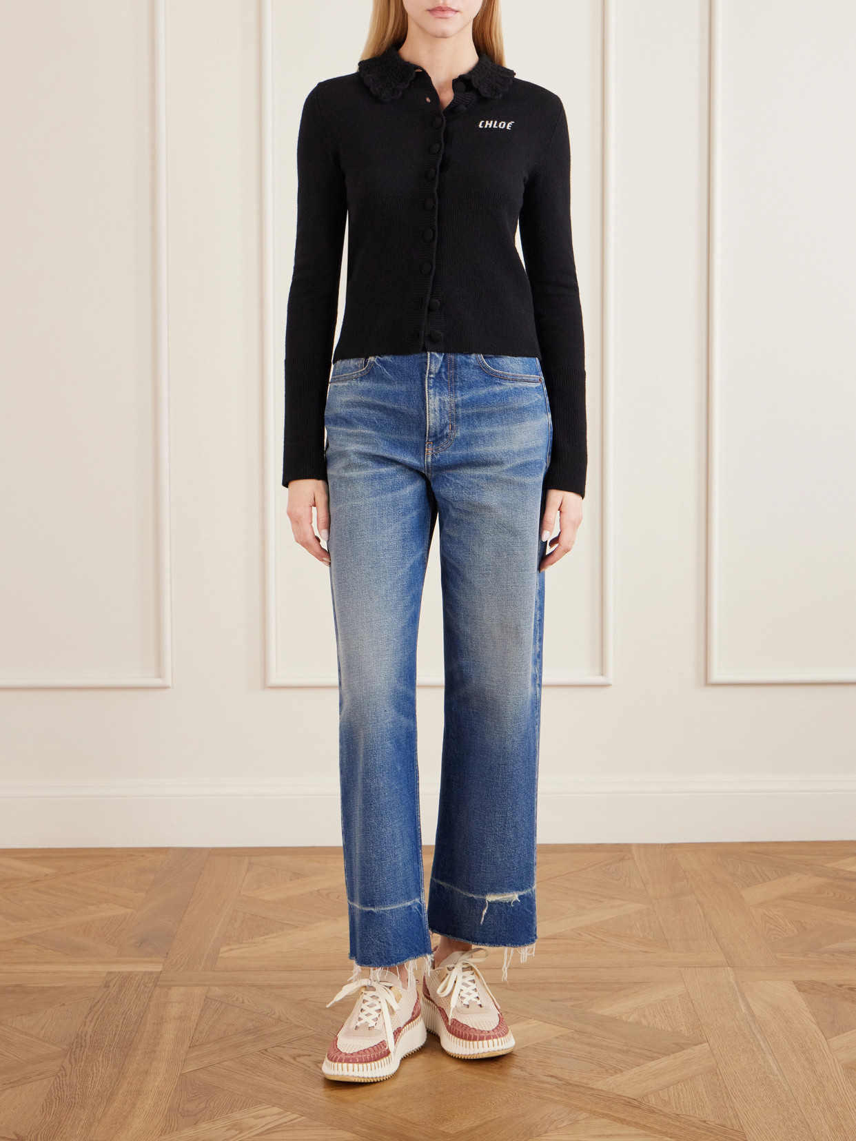 Chloé - Nama Embroidered Suede And Recycled-Mesh Sneakers