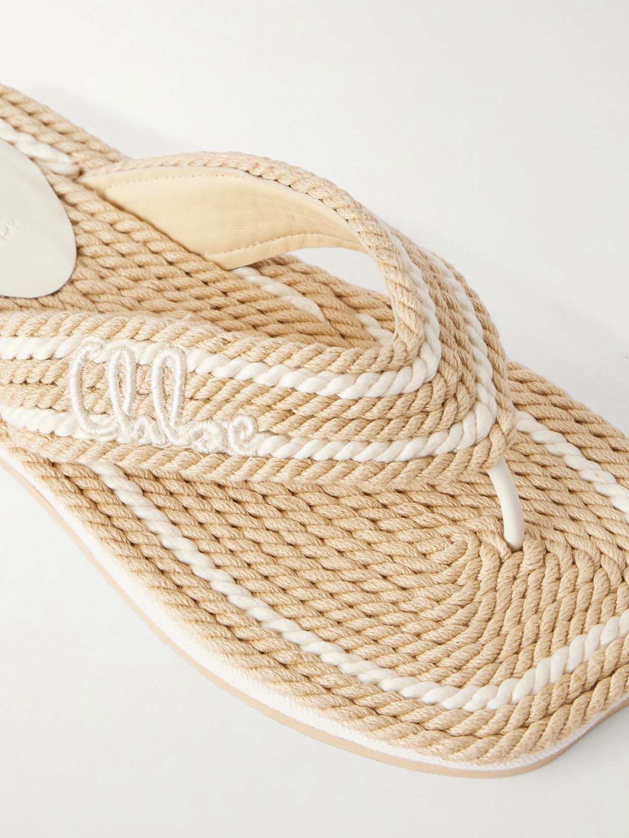Chloé - Embroidered Striped Flat Sandals