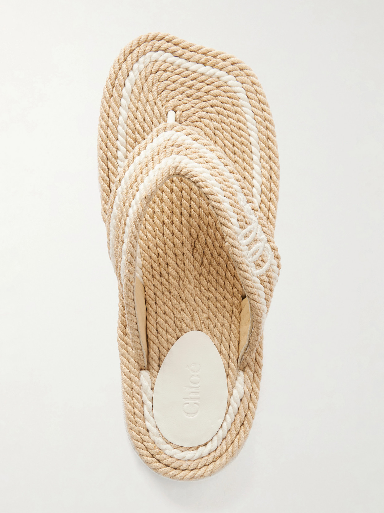 Chloé - Embroidered Striped Flat Sandals
