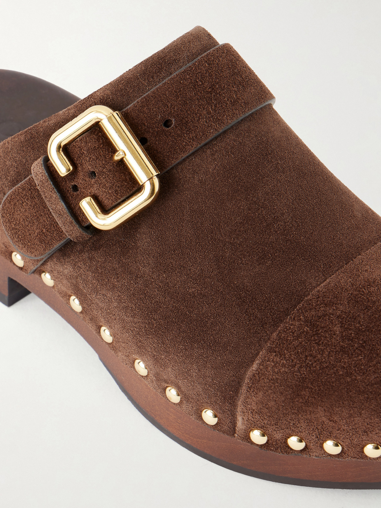 Chloé - Jeannette Embellished Suede Clogs
