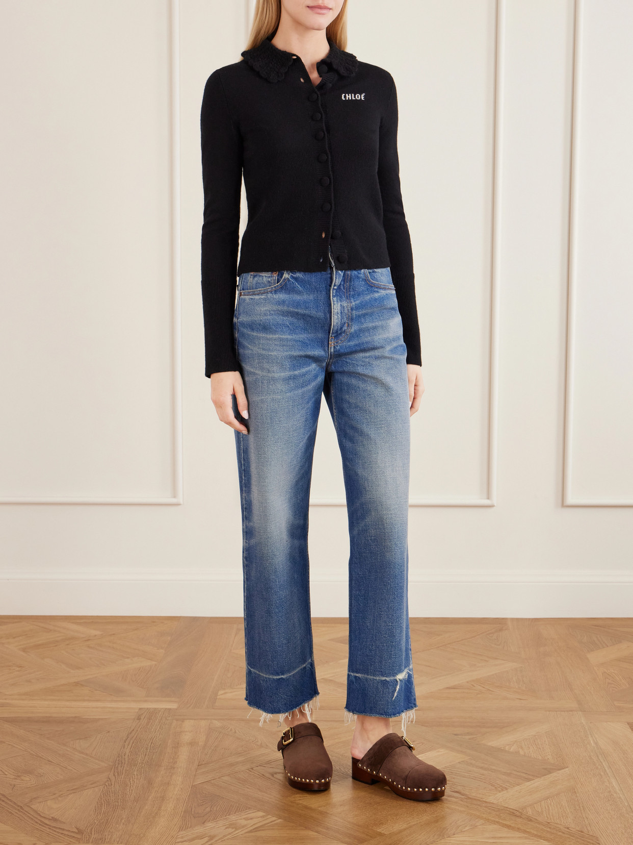 Chloé - Jeannette Embellished Suede Clogs