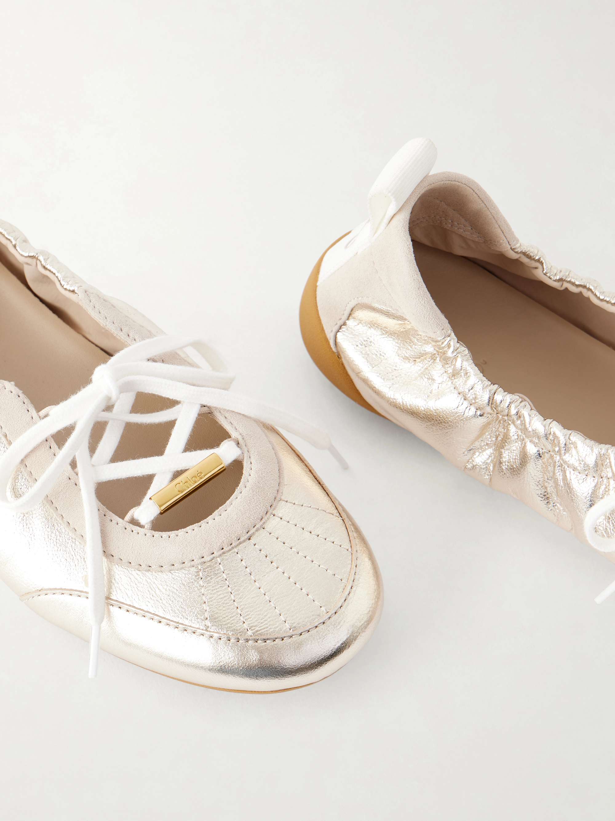 CHLOÉ Kick metallic leather sneakers | NET-A-PORTER