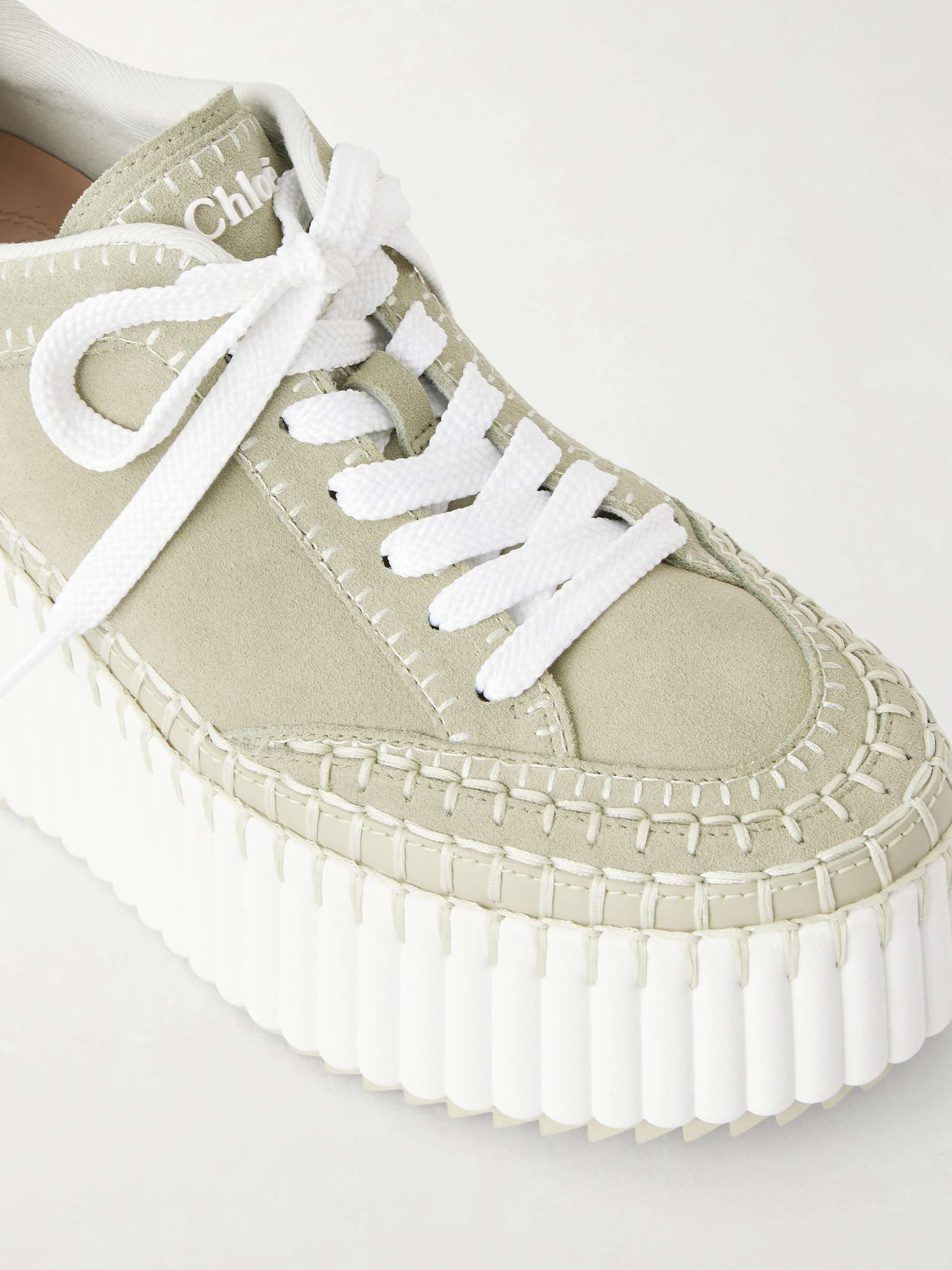 CHLOÉ Nama patchwork suede-trimmed leather platform sneakers | NET