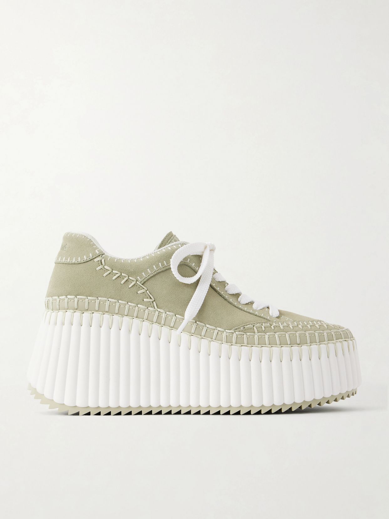 nama patchwork suede trimmed leather platform sneakers