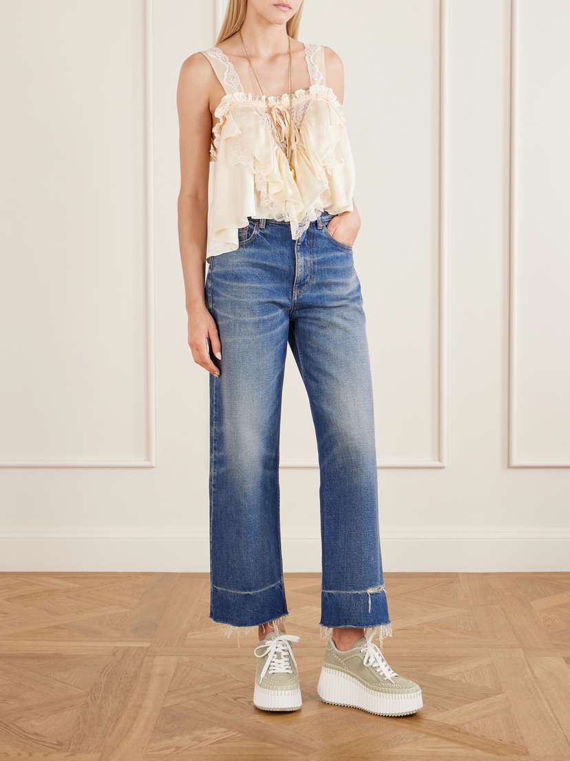 Chloé Nama Patchwork Suede-trimmed Leather Platform Sneakers | Thumbnail 4 Chloé Nama Patchwork Suede-trimmed Leather Platform Sneakers | Thumbnail 4
