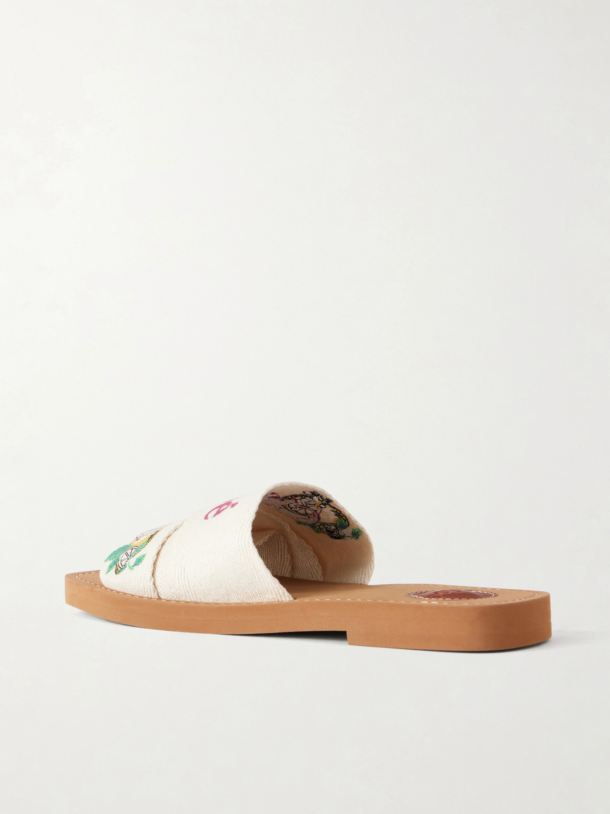 Chloé Mini Ribbons Embroidered Citrus Motif Sandals In Neutral