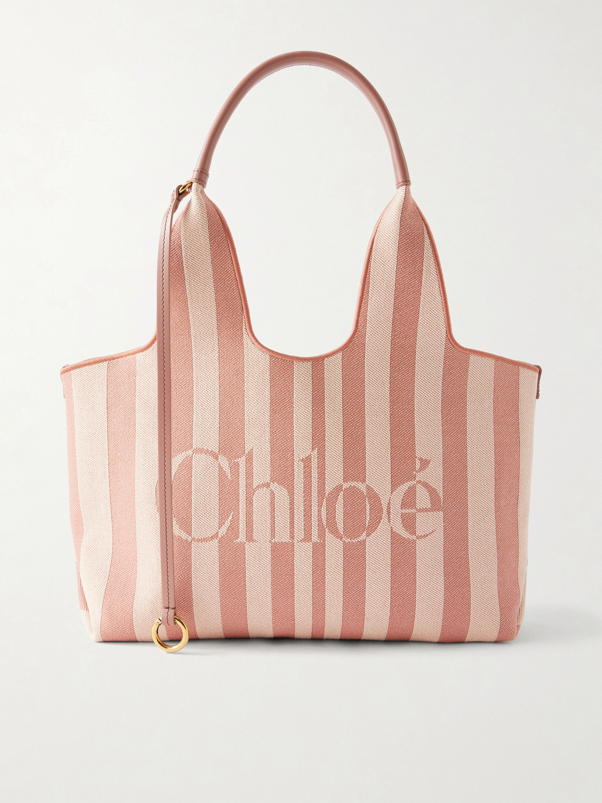 Chloé - Striped Leather-trimmed Canvas Shoulder Bag - Pink