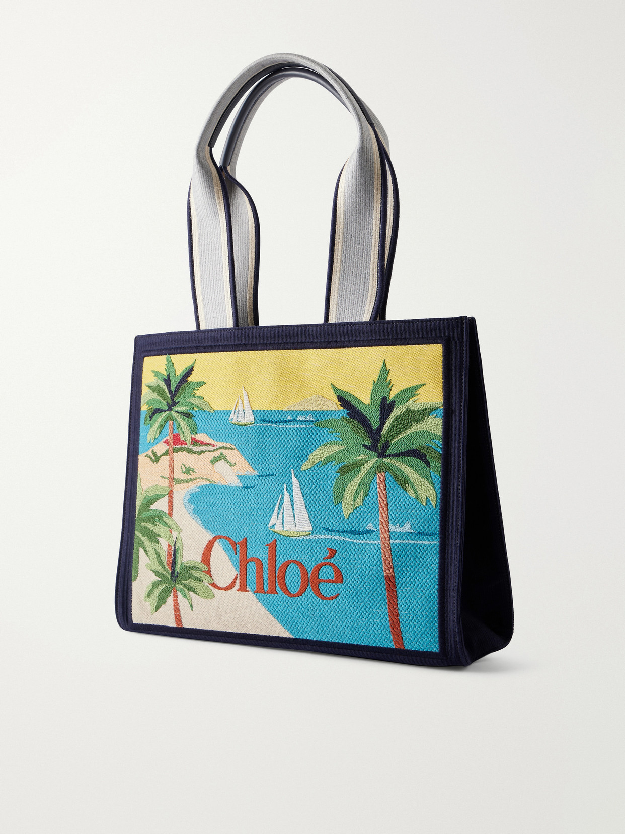 Chloé Printed Leather-trimmed Canvas Shoulder Bag In Multi
