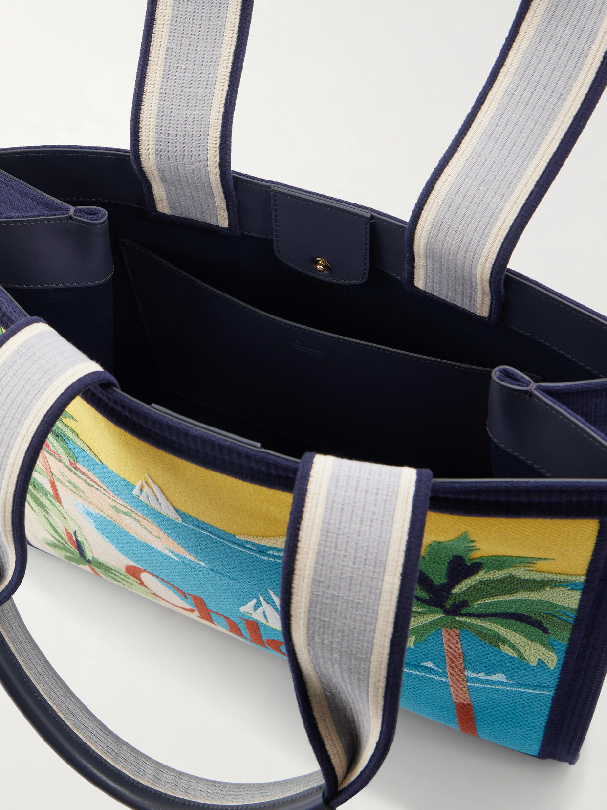 Chloé Printed Leather-trimmed Canvas Shoulder Bag In Multi