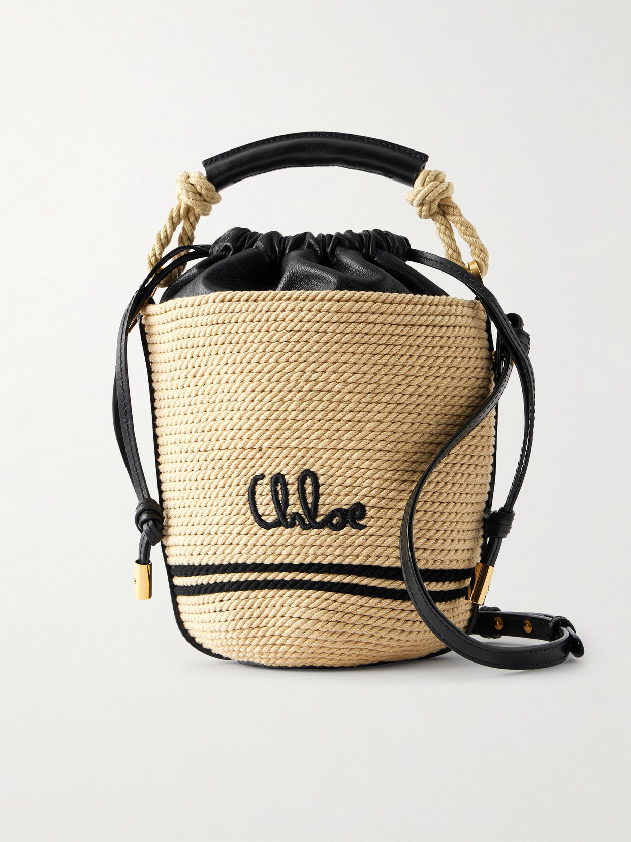 Chloé - Logo-Embroidered Leather-Trimmed Cord Shoulder Bag