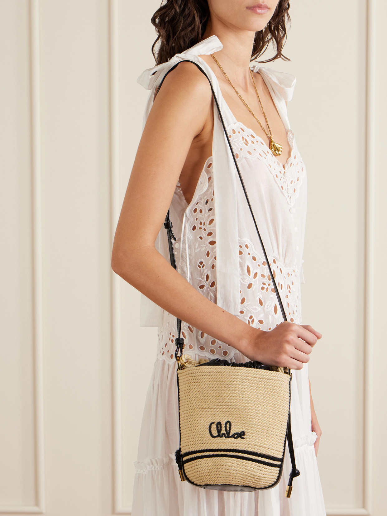 Chloé - Logo-Embroidered Leather-Trimmed Cord Shoulder Bag