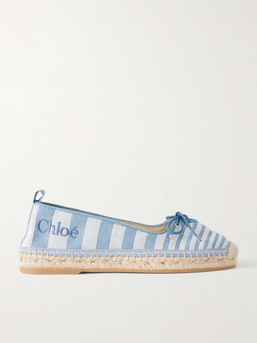 Chloé Leather-trimmed Striped Canvas Espadrilles