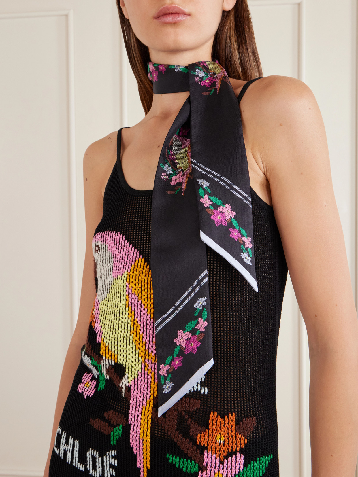 Chloé Printed Silk Scarf In Blue