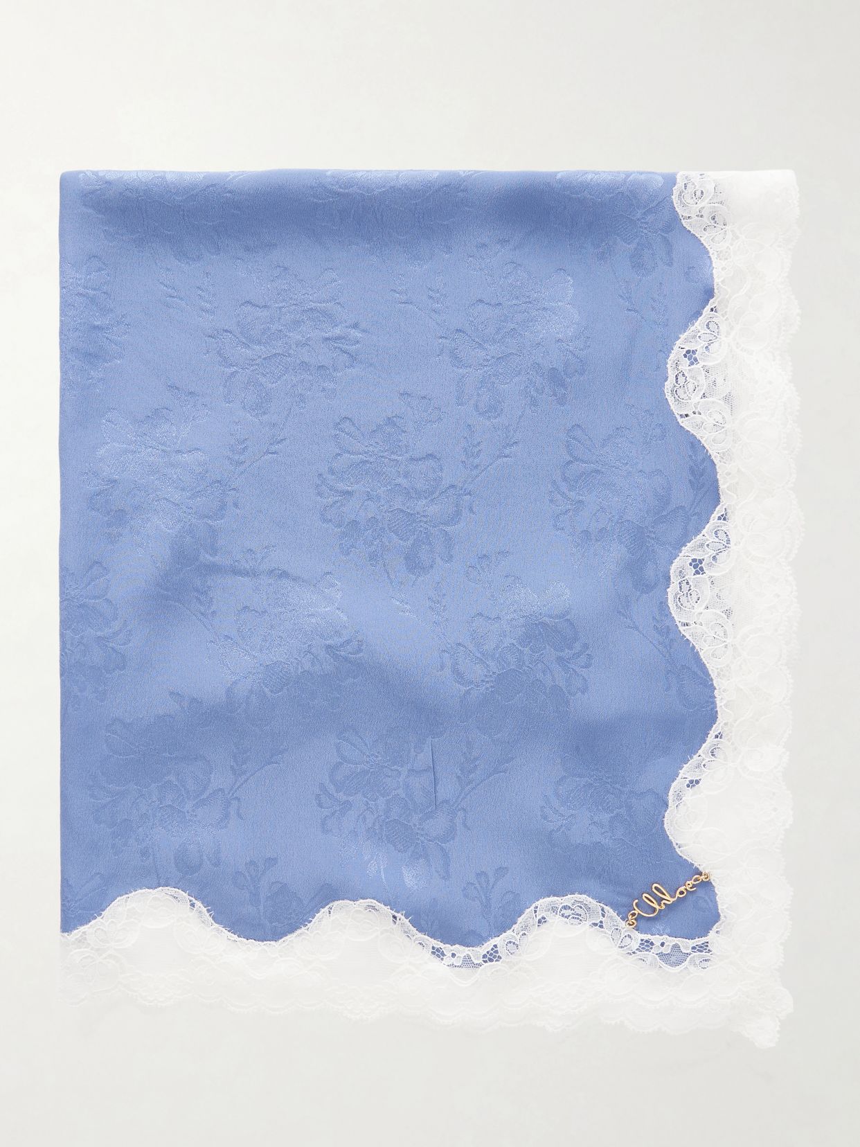 Lace Trimmed Silk Scarf