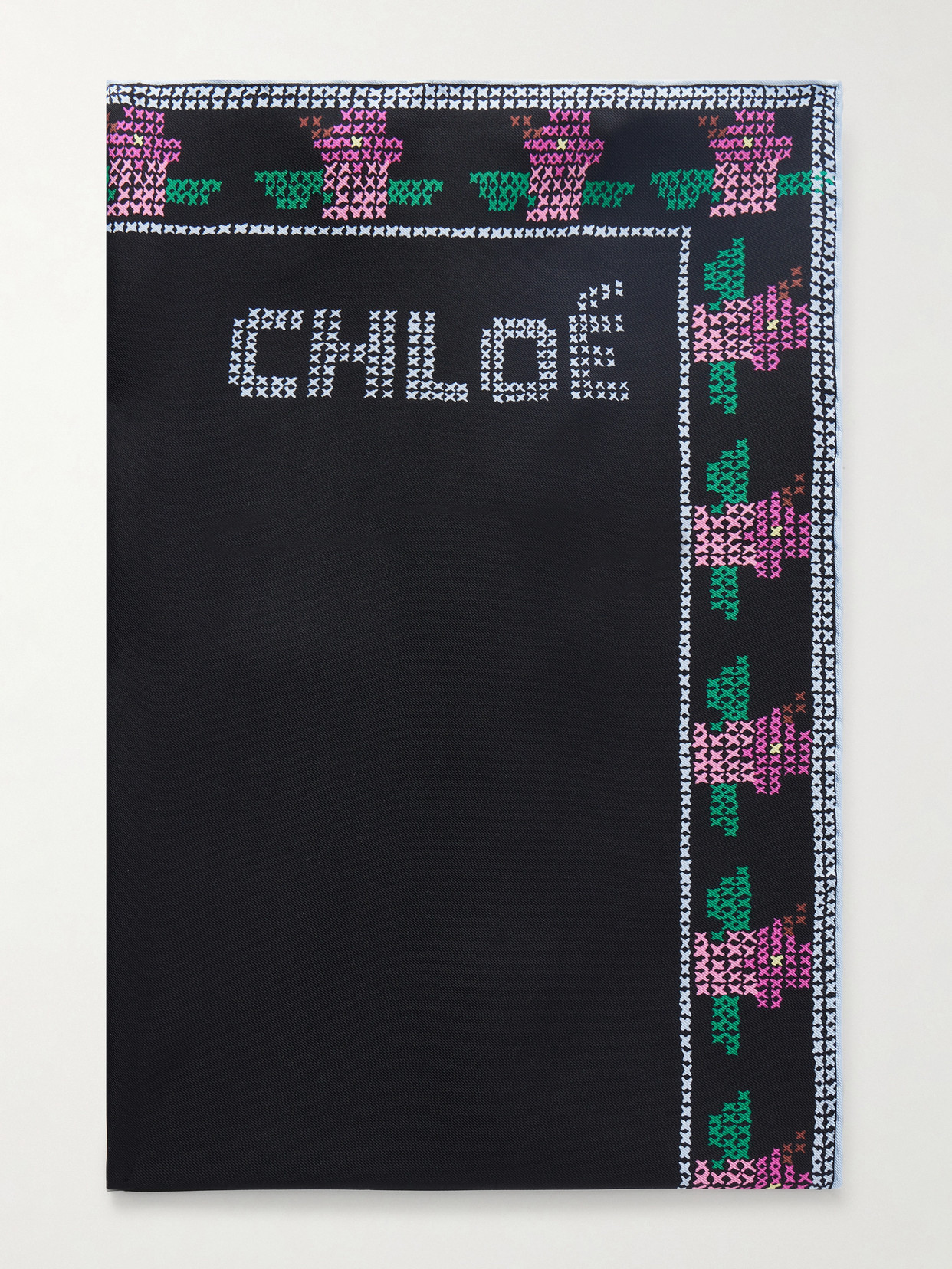 Chloé Printed Silk Scarf In Black