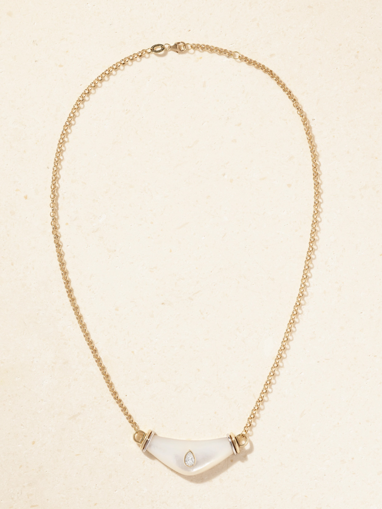 L'atelier Nawbar 18-karat Gold Diamond And Mother-of-pearl Necklace In Red