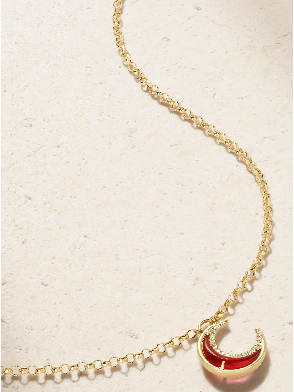 L'atelier Nawbar Moon Bloop 18-karat Gold Garnet And Diamonds Necklace In Red