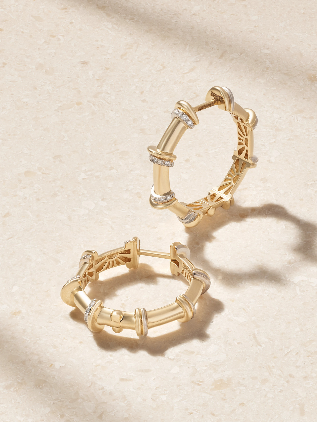 L'atelier Nawbar Milky 18-karat Gold Diamond Hoop Earrings