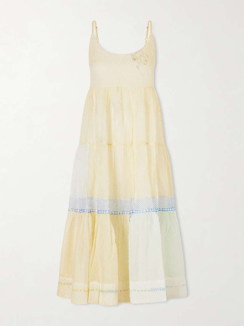 Eka Ikumi Tiered Printed Cotton- Kota Midi Dress