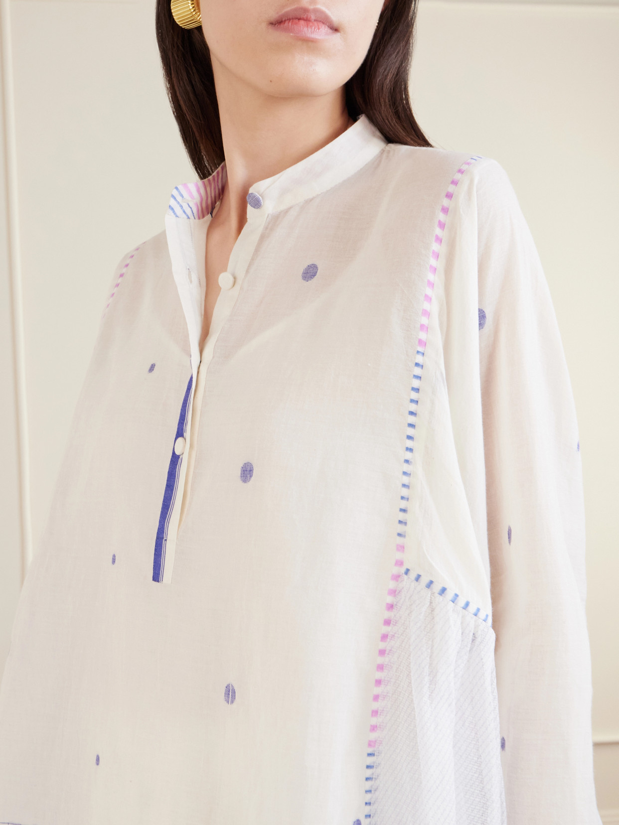 Cosmos Handwoven Cotton-Jamdani Blouse