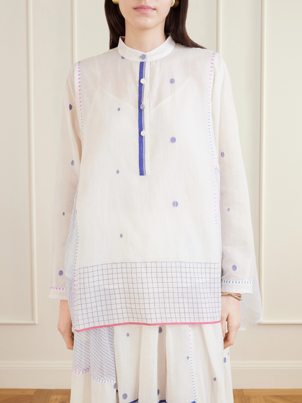 Cosmos Handwoven Cotton-Jamdani Blouse