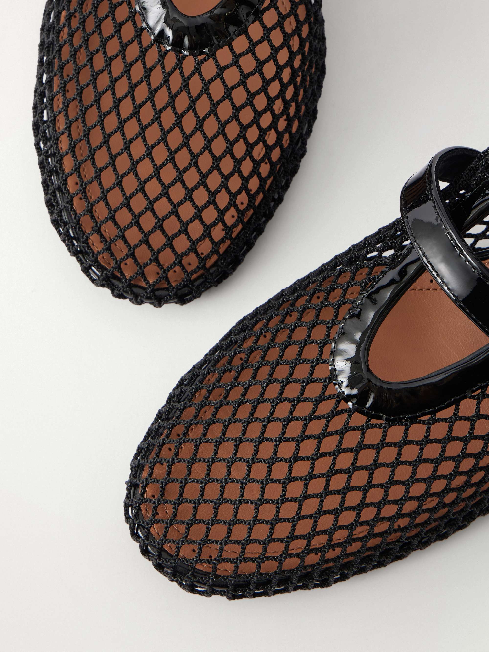 ALAÏA 55 patent leather-trimmed mesh pumps | NET-A-PORTER