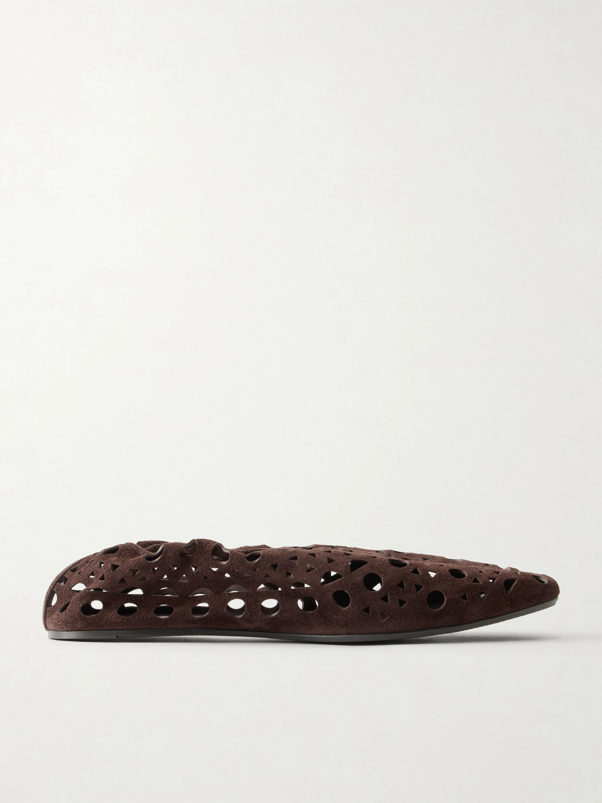 Alaïa - Neo Vienne Perforated Suede Ballet Flats - Brown