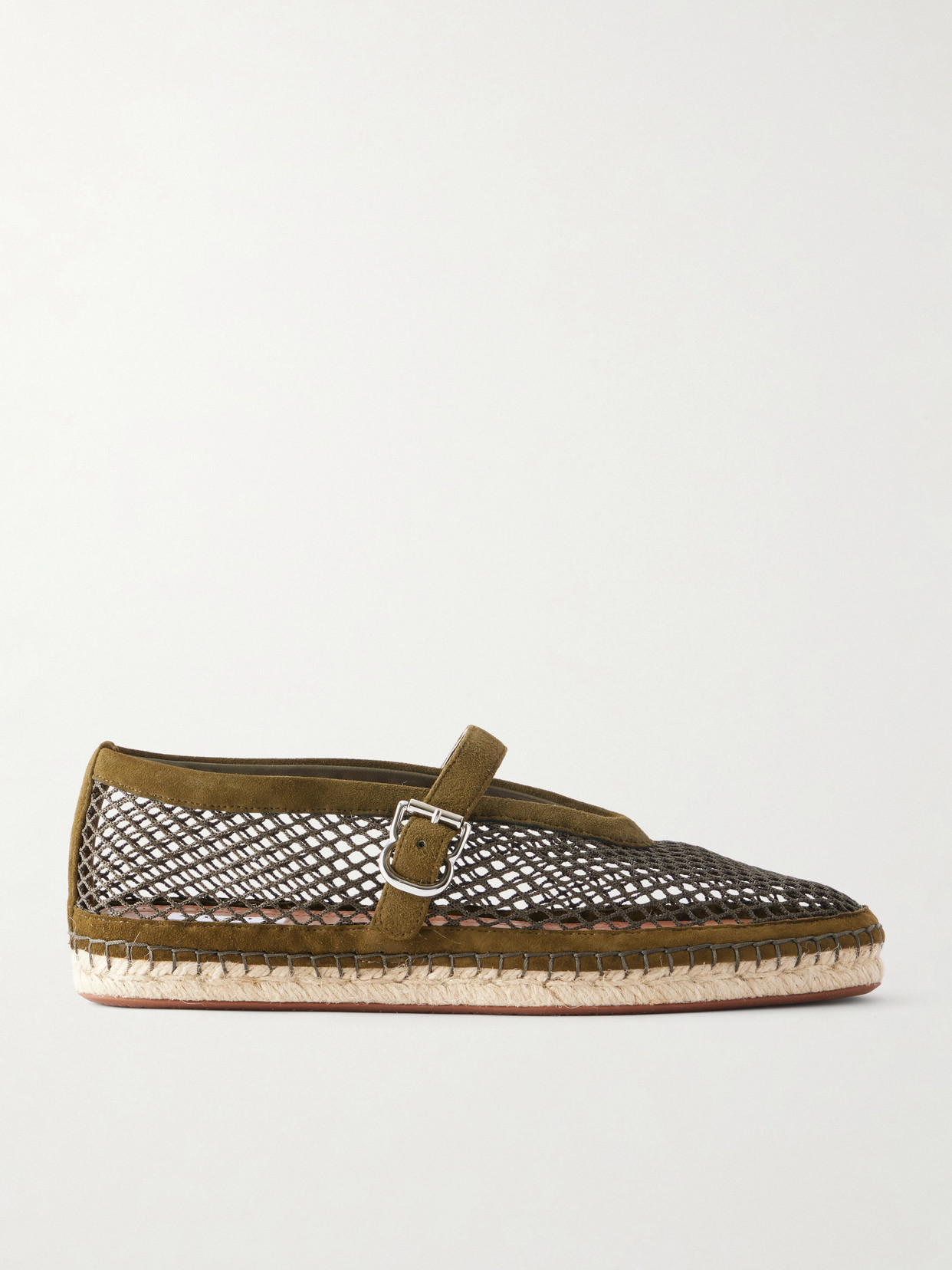 Alaïa Suede-trimmed Mesh Espadrilles In Green