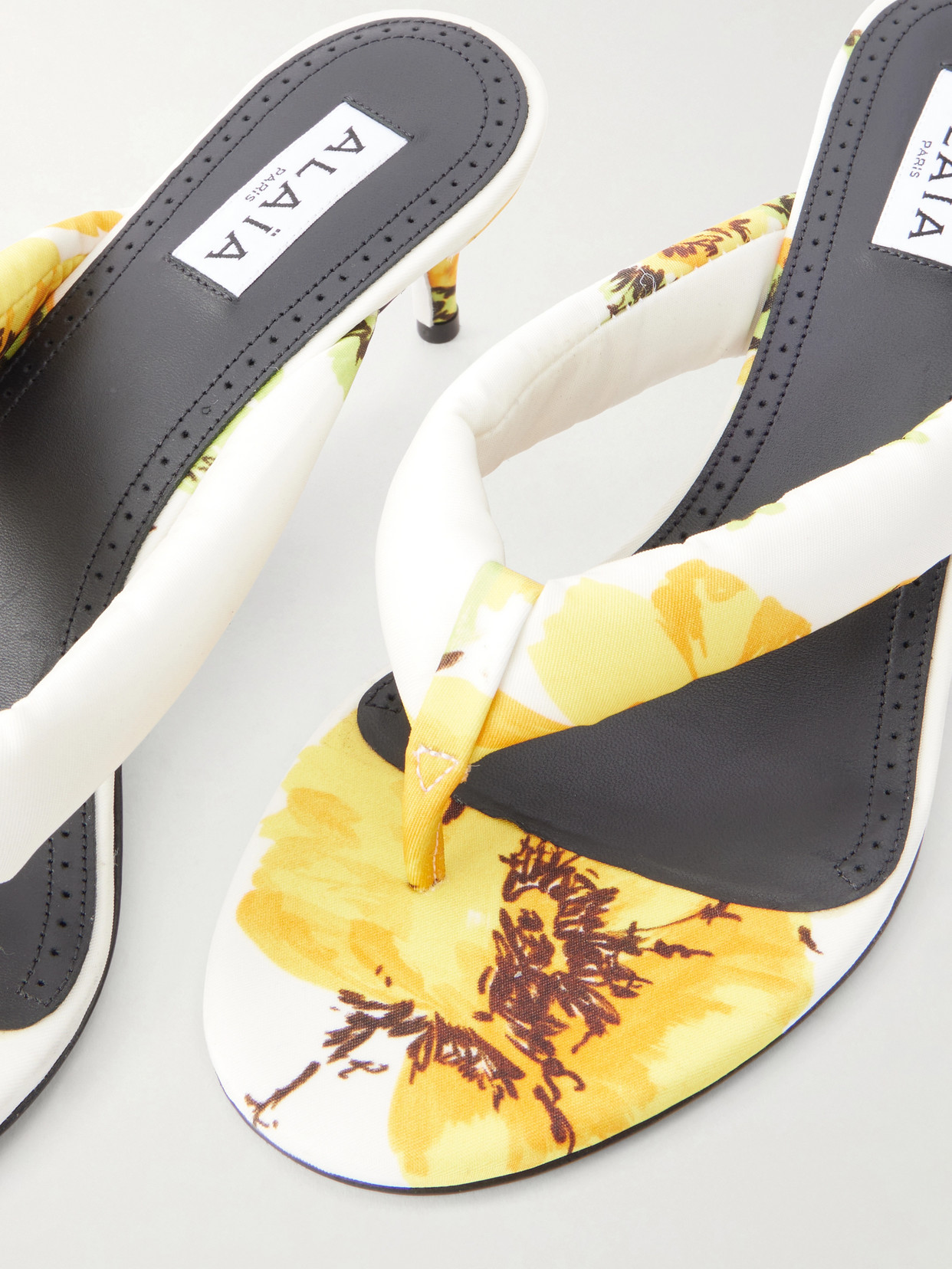 Alaïa - 55 Floral-Print Twill Thong Mules