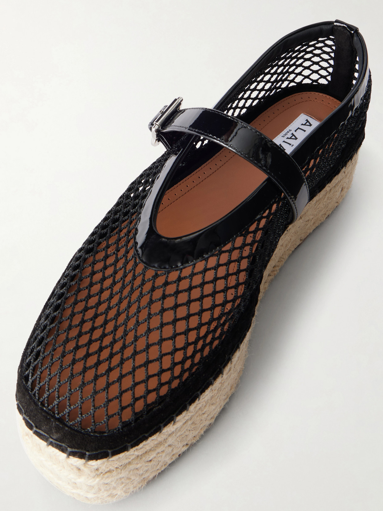 Alaïa - Buckled Mesh Platform Espadrille Sandals