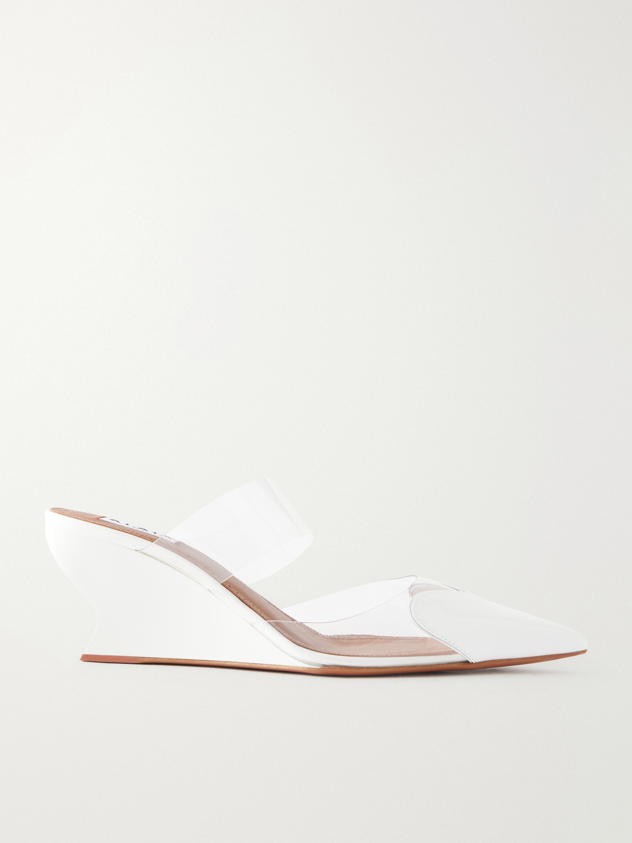 Alaïa - Le Caur 60 Patent-leather And Pvc Wedge Mules - White