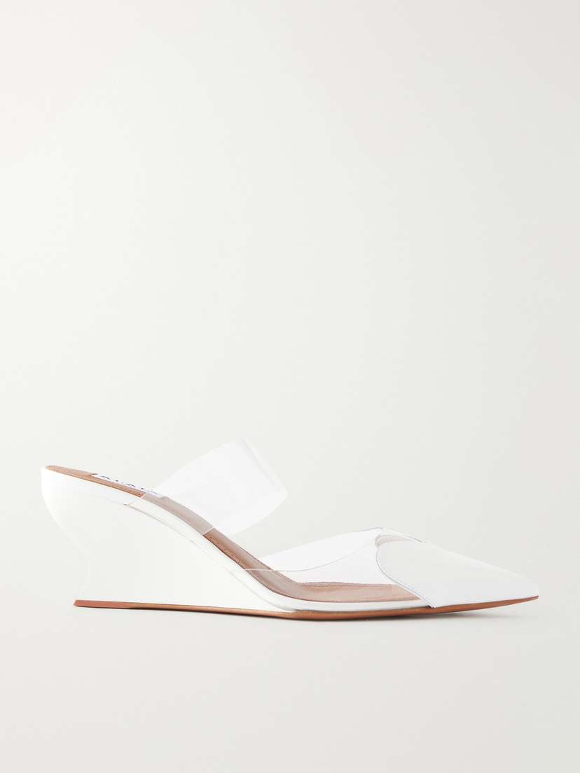 Alaïa Le Cœur 60 Patent-leather And Pvc Wedge Mules