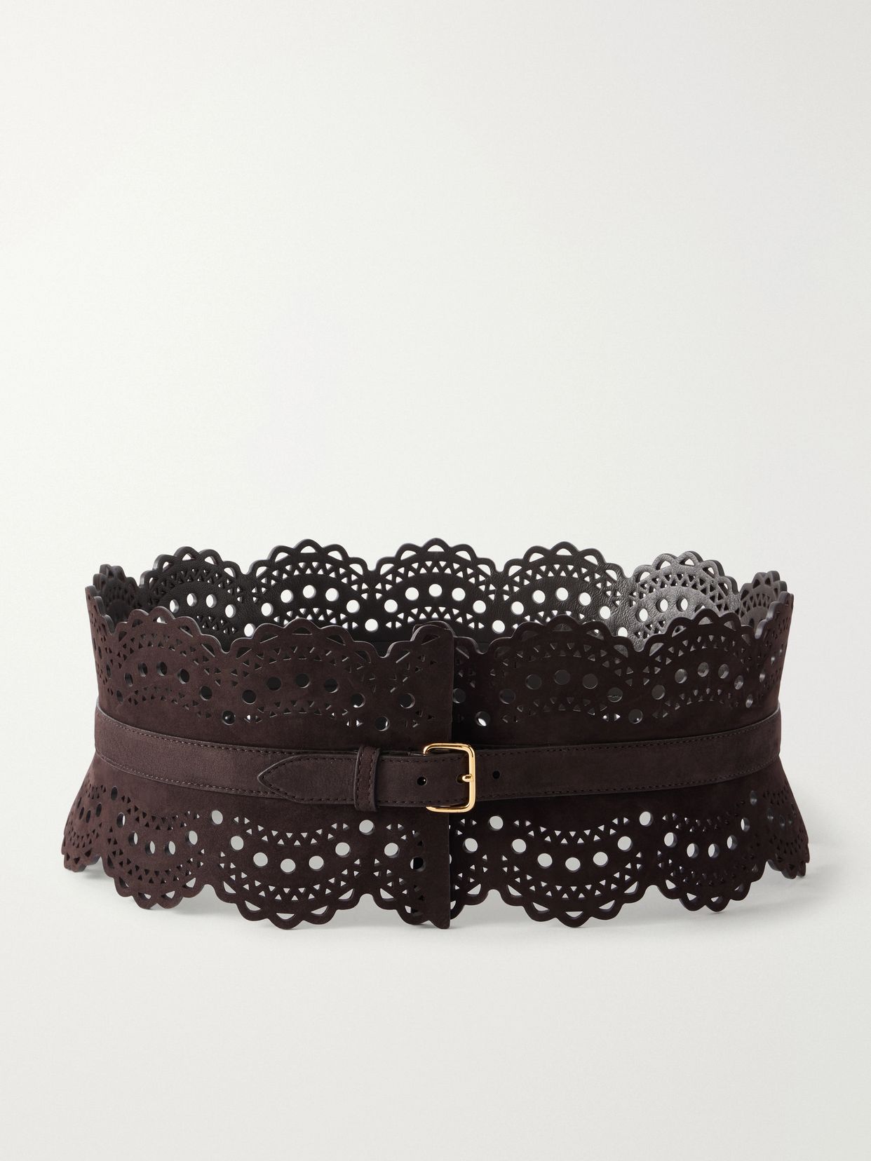 vienne laser cut suede waist belt
