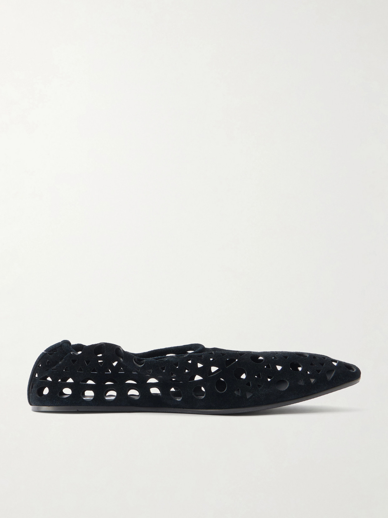 Alaïa - Neo Vienne Perforated Suede Ballet Flats - Black