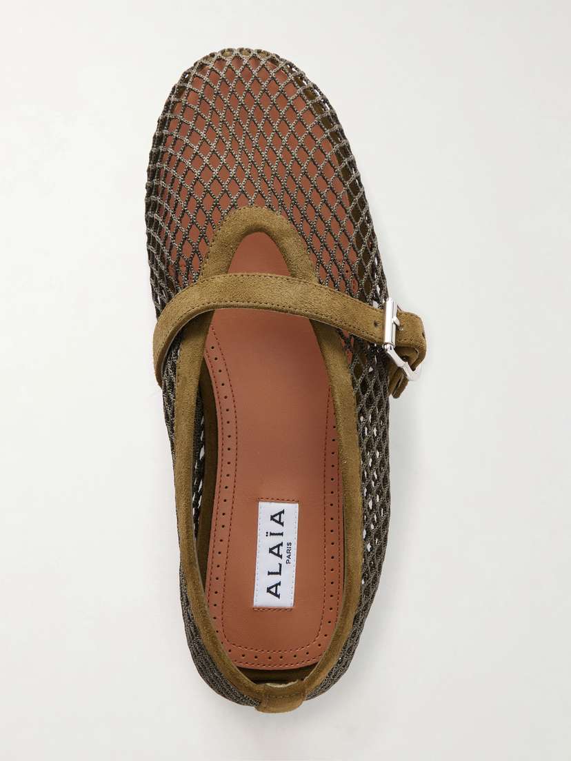 Alaïa Suede-trimmed Mesh Ballet Flats | Thumbnail 4 Alaïa Suede-trimmed Mesh Ballet Flats | Thumbnail 4