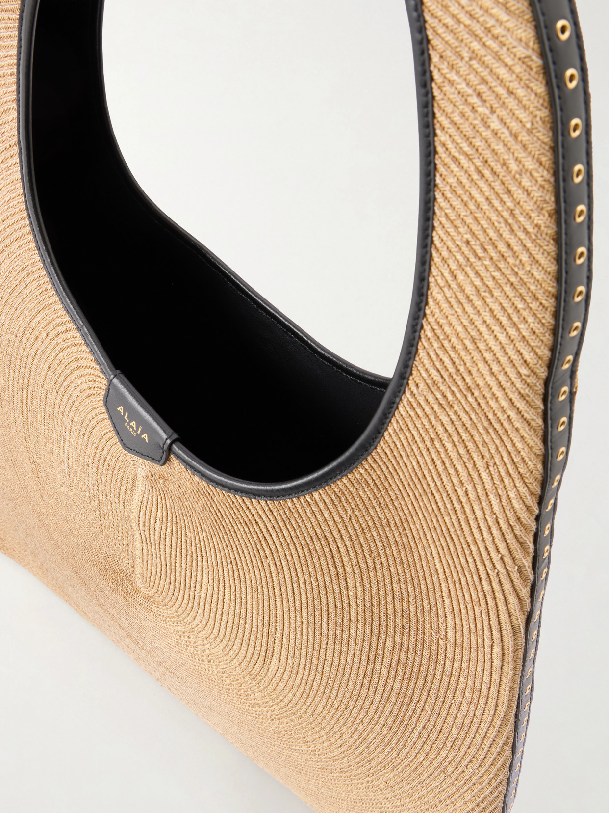 Alaïa - Leather-Trimmed Paper Straw Shoulder Bag