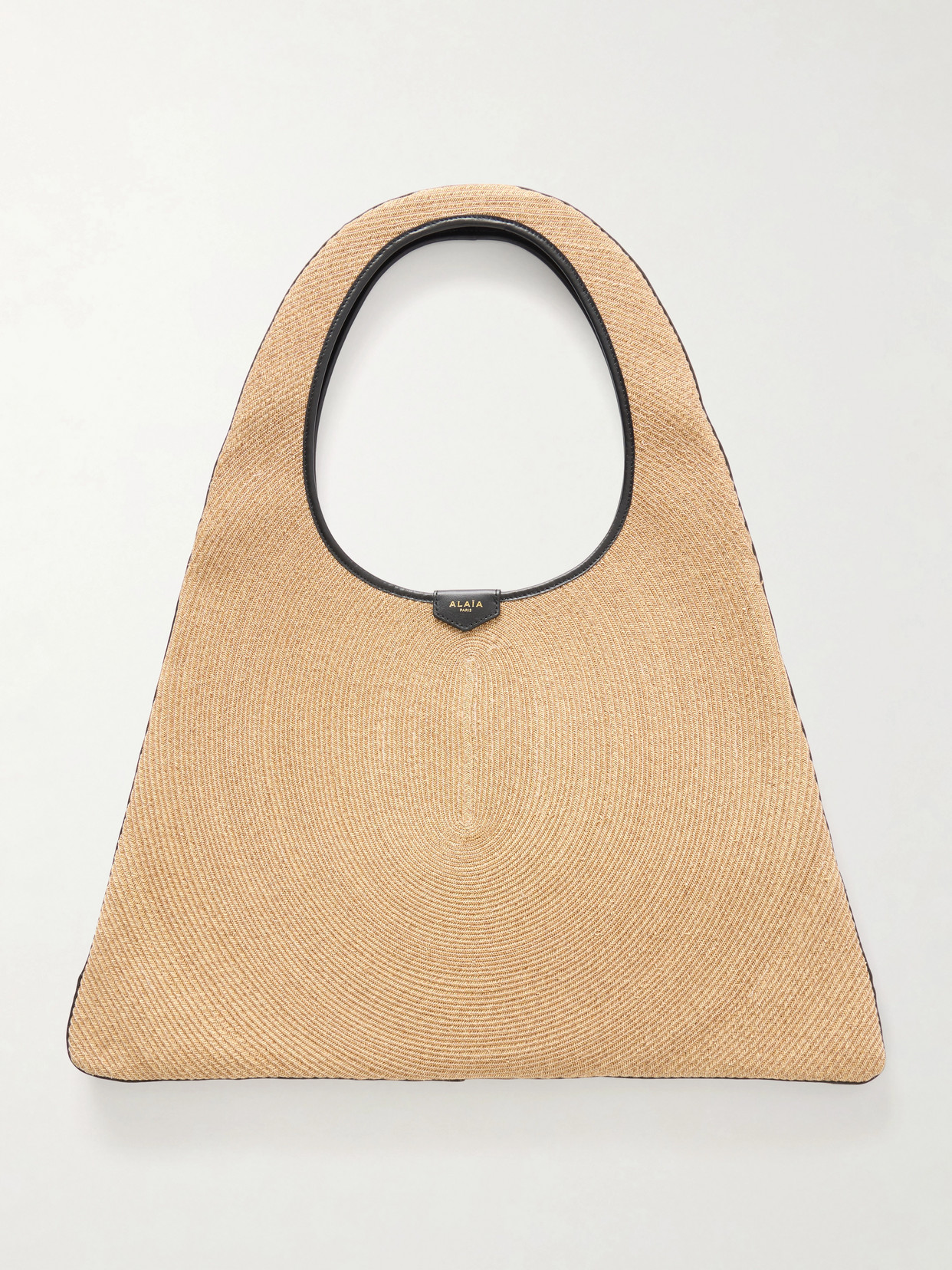 Alaïa Leather-trimmed Paper Straw Shoulder Bag In Brown