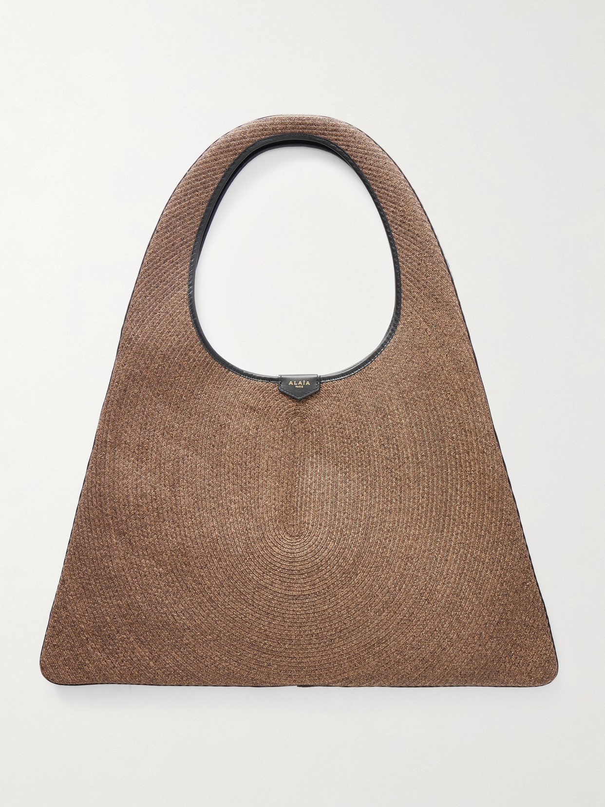 Alaïa Leather-trimmed Paper Straw Shoulder Bag In Brown