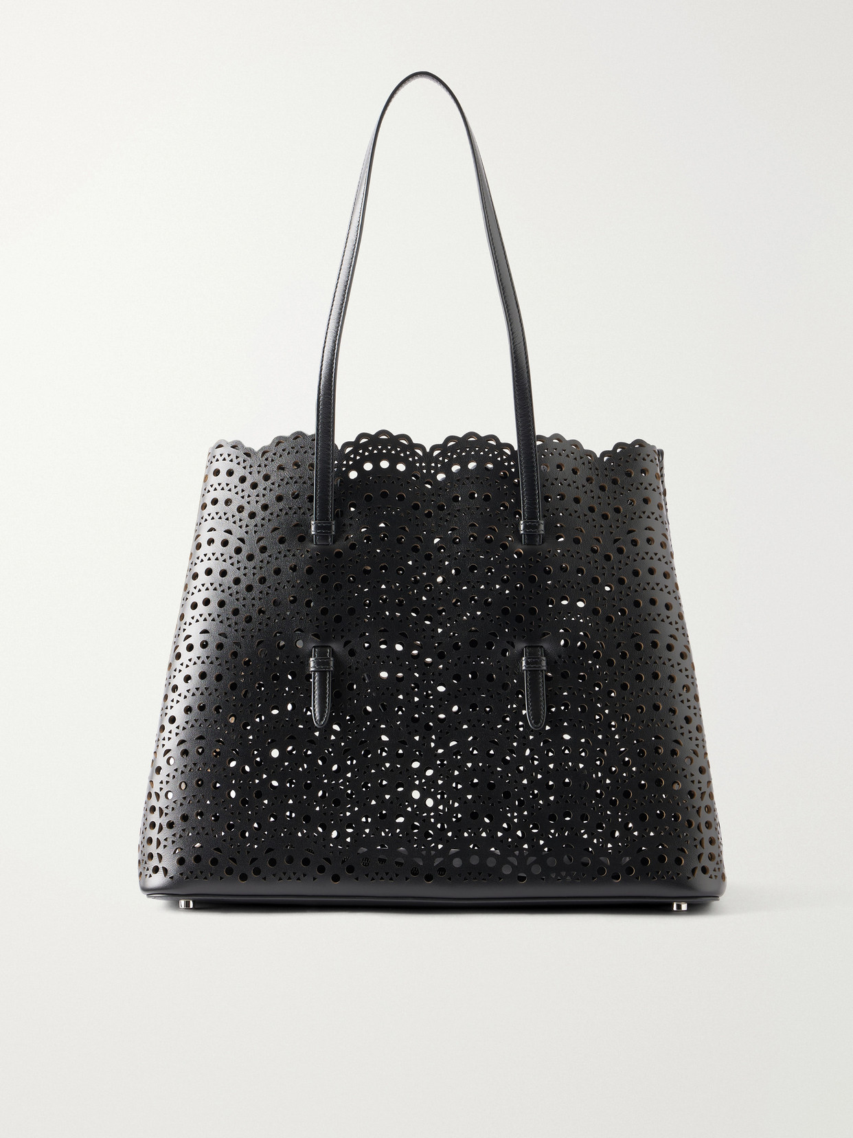 Alaïa Mina 20 Laser-cut Leather Tote In Black