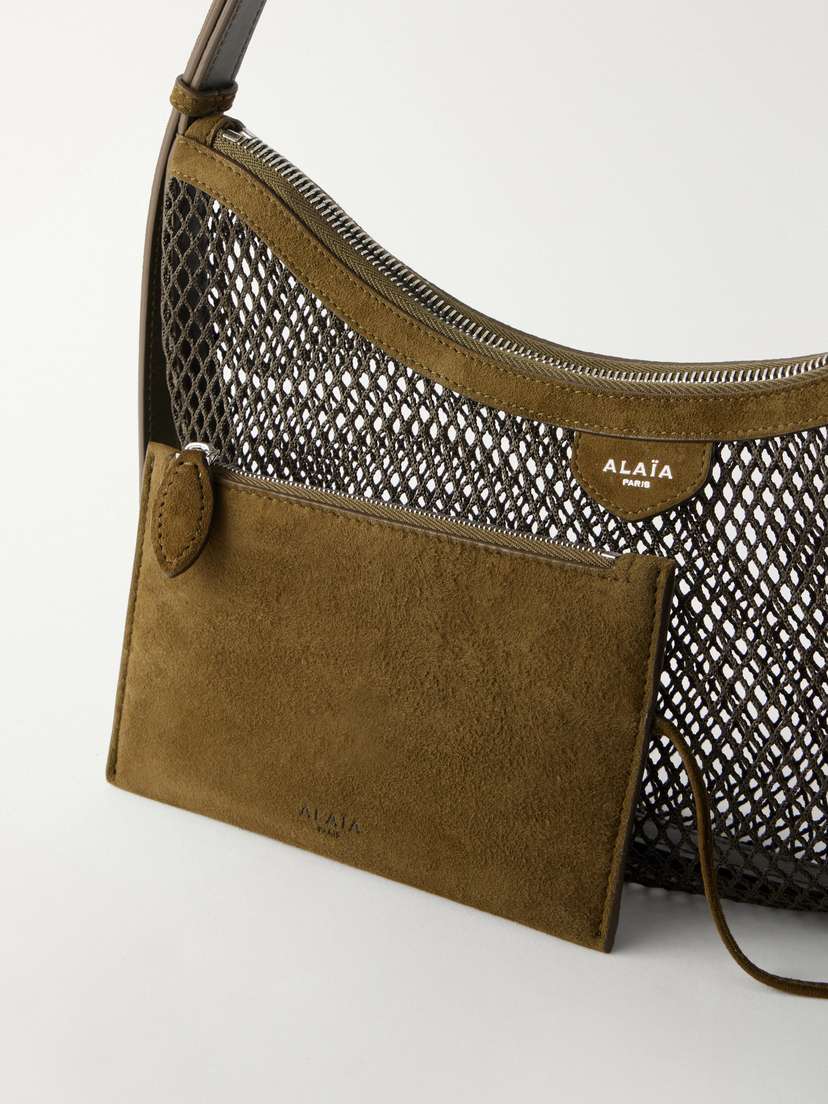 Alaïa Demi Lune Suede-trimmed Mesh Shoulder Bag | Thumbnail 4