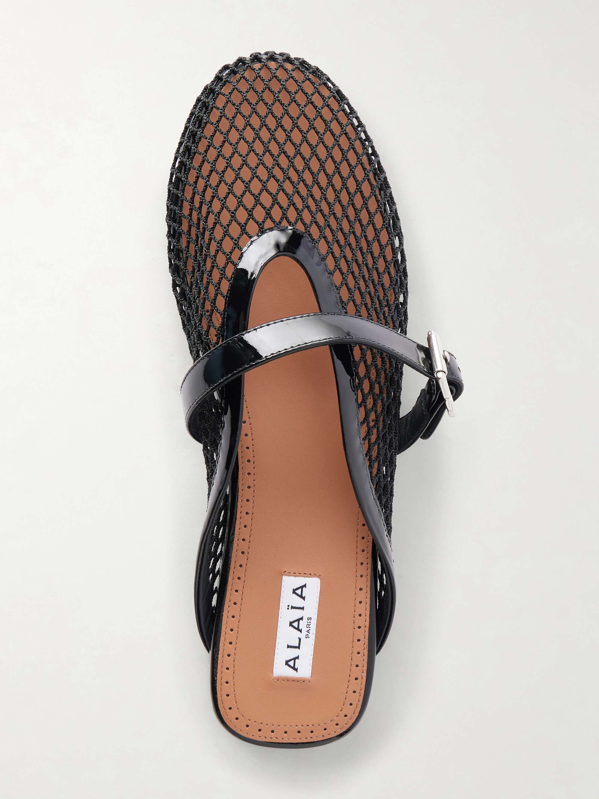 ALAÏA Fishnet flat mules | NET-A-PORTER
