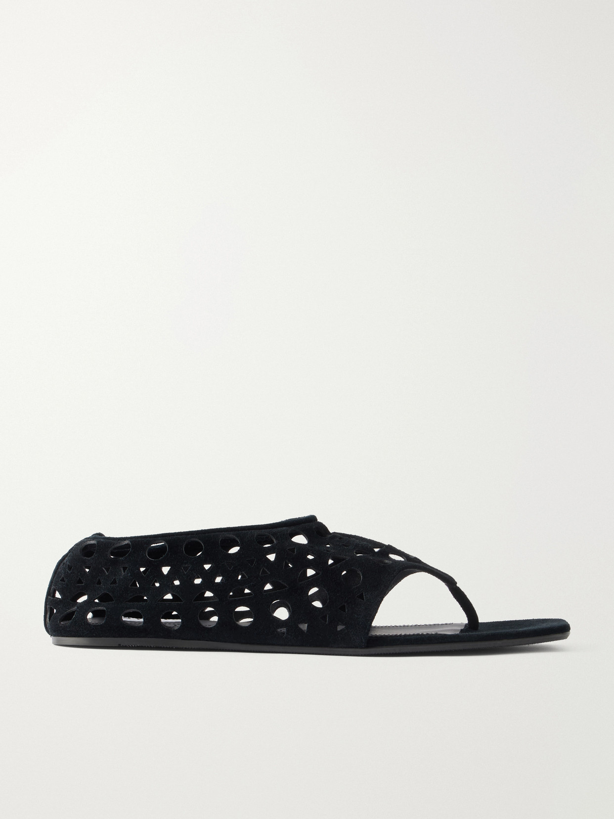 Alaïa Neo Vienne Perforated Suede Flats In Black