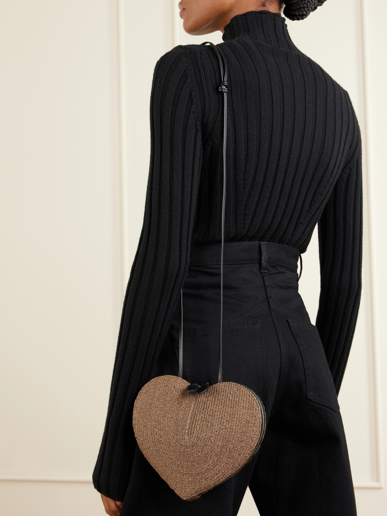 Alaïa - Le Caur Leather-Trimmed Raffia Shoulder Bag