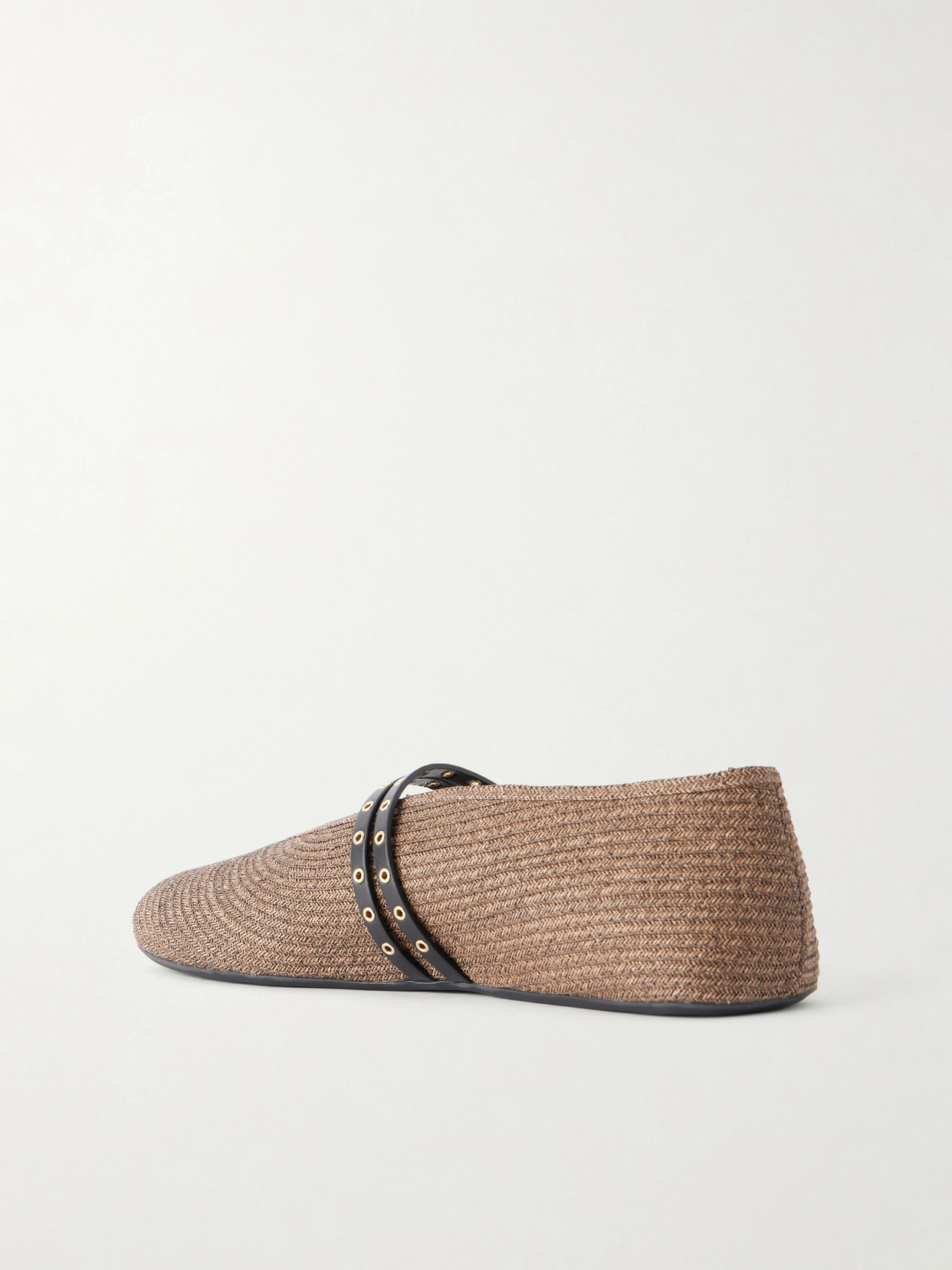 Alaïa - Leather-Trimmed Raffia Ballet Flats