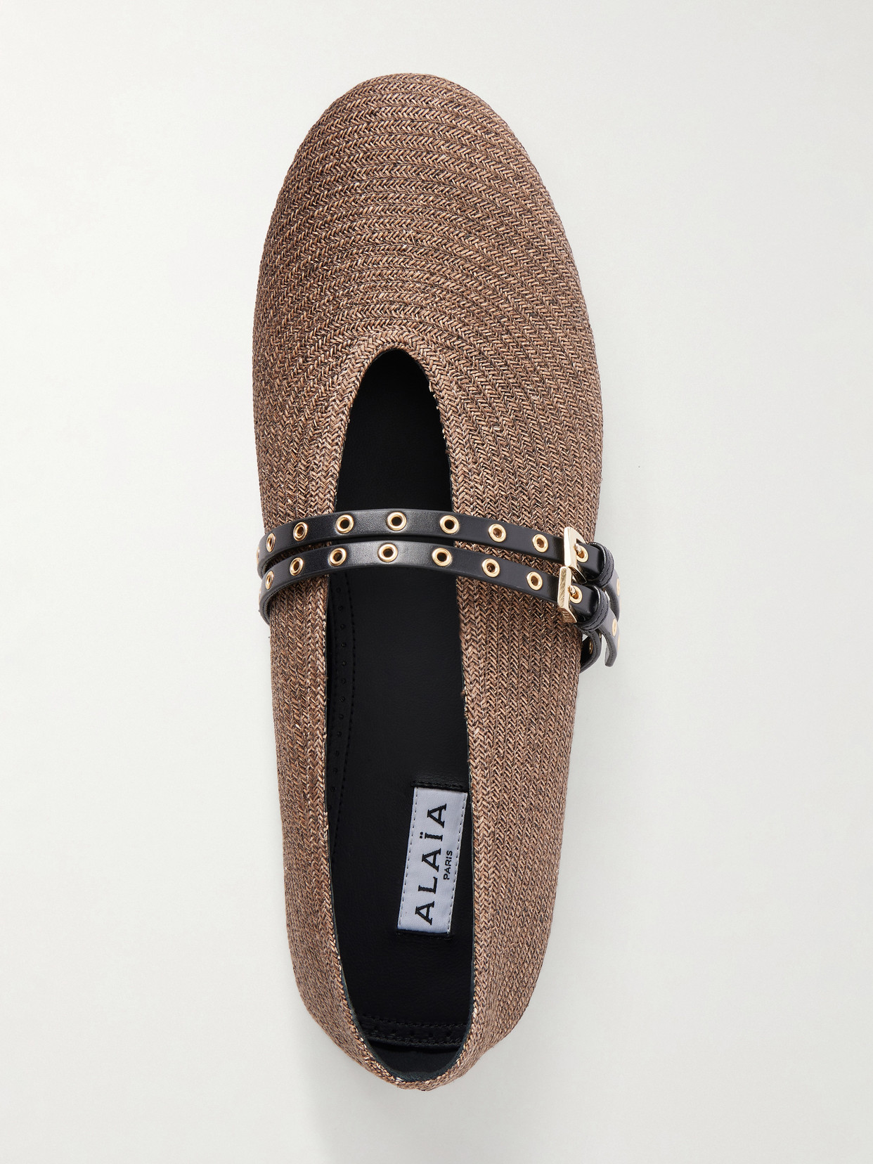 Alaïa - Leather-Trimmed Raffia Ballet Flats