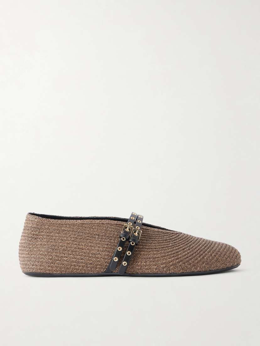 Alaïa Leather-trimmed Raffia Ballet Flats | Thumbnail 7 Alaïa Leather-trimmed Raffia Ballet Flats | Thumbnail 7