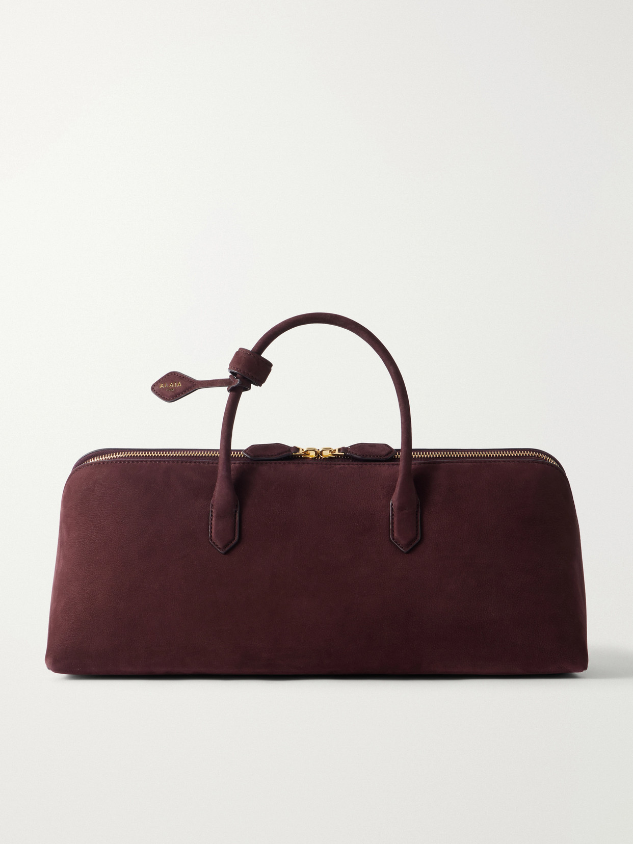 Alaïa Delta Medium Suede Tote In Burgundy