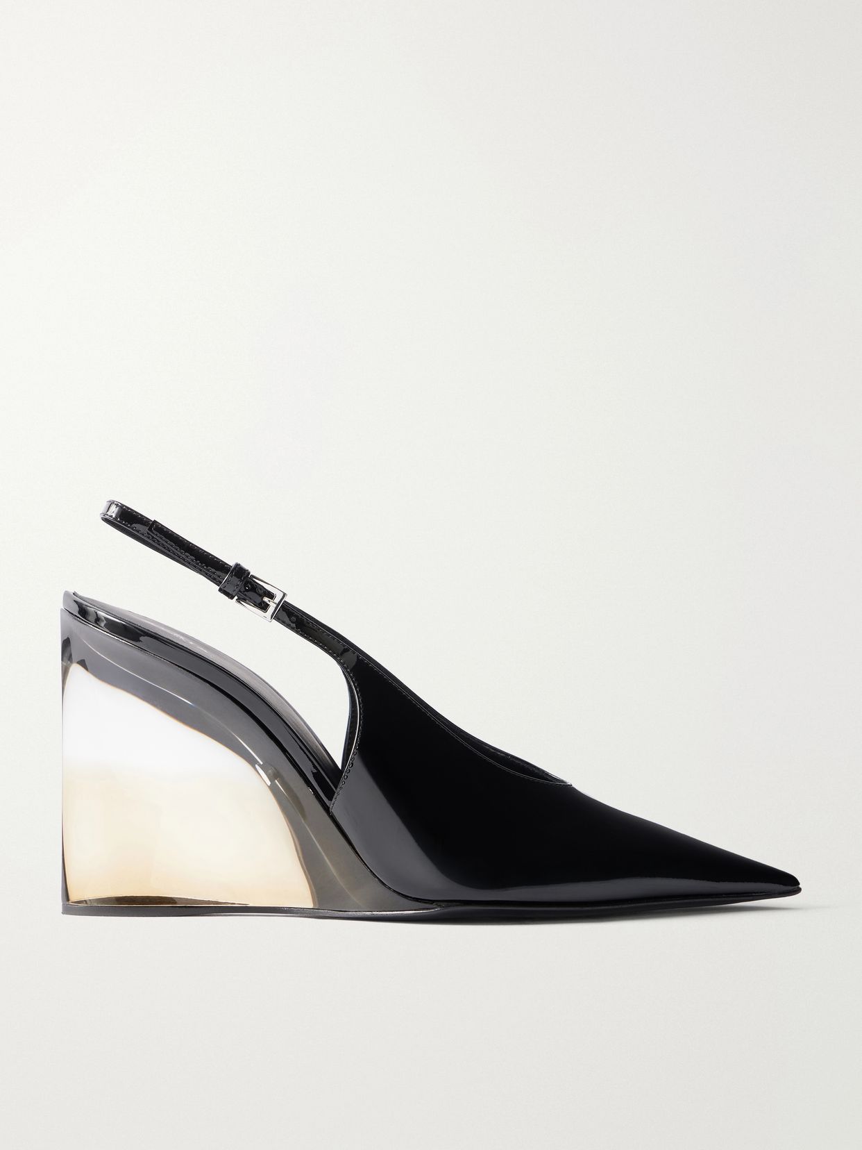 110 patent leather wedge pumps