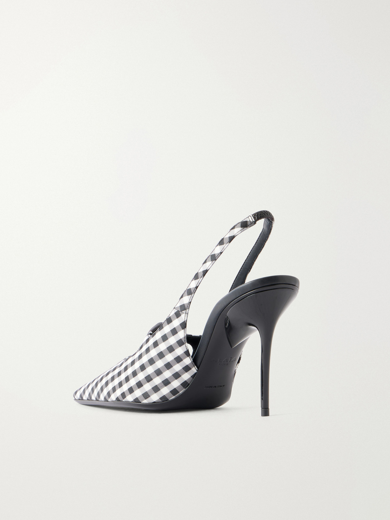 Alaïa - 90 Checked Leather-Trimmed Canvas Slingback