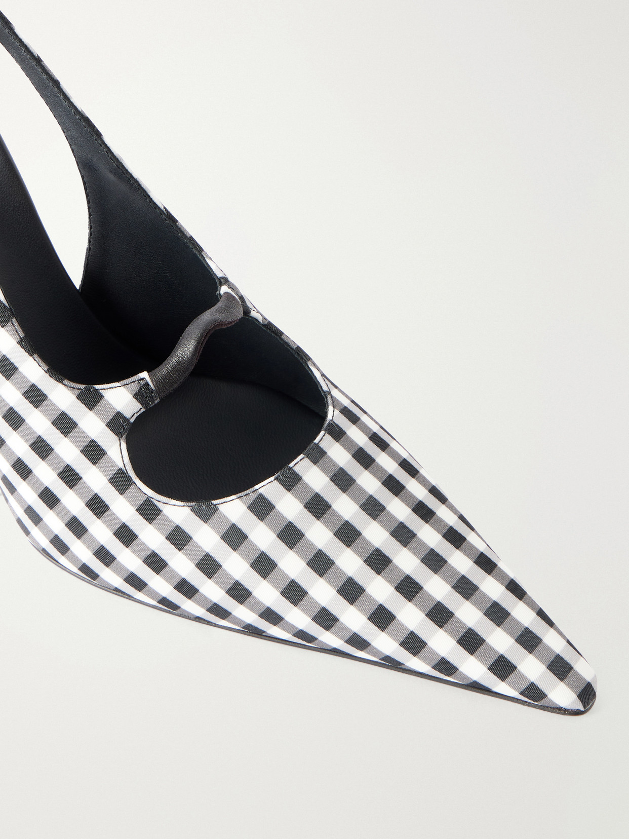 Alaïa - 90 Checked Leather-Trimmed Canvas Slingback